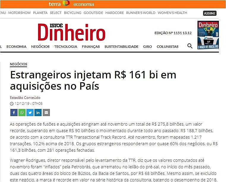 Estrangeiros injetam R$ 161 bi em aquisies no Pas